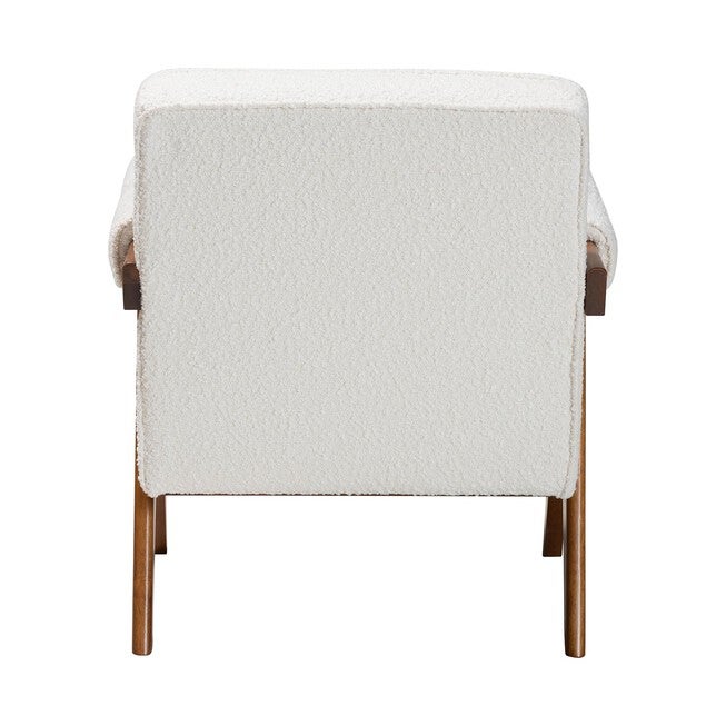 Georgina Japandi Cream Boucle and Walnut Brown Wood Accent Chair, CREAM, alternate image number 4