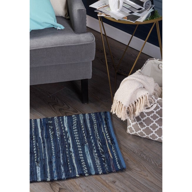Multi Color Nautical Blue Rag Rug 2Ft 3Inx6Ft, , alternate image number null