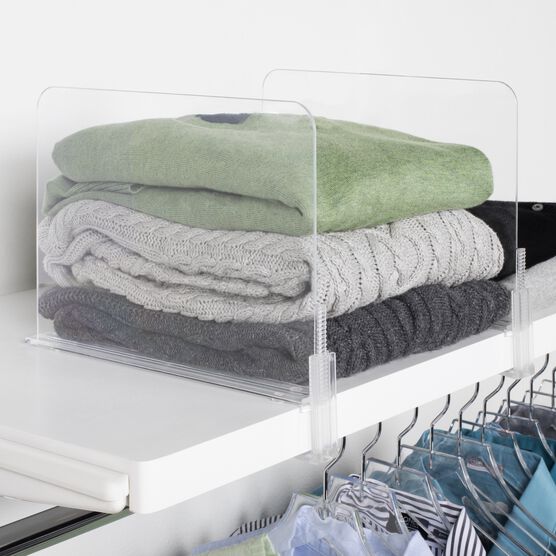 Acrylic Closet Shelf Divider And Separator For Storage And Organization In Bedroom, Bathroom, Kitchen And Office Shelve, Set Of 2, CLEAR, hi-res image number null