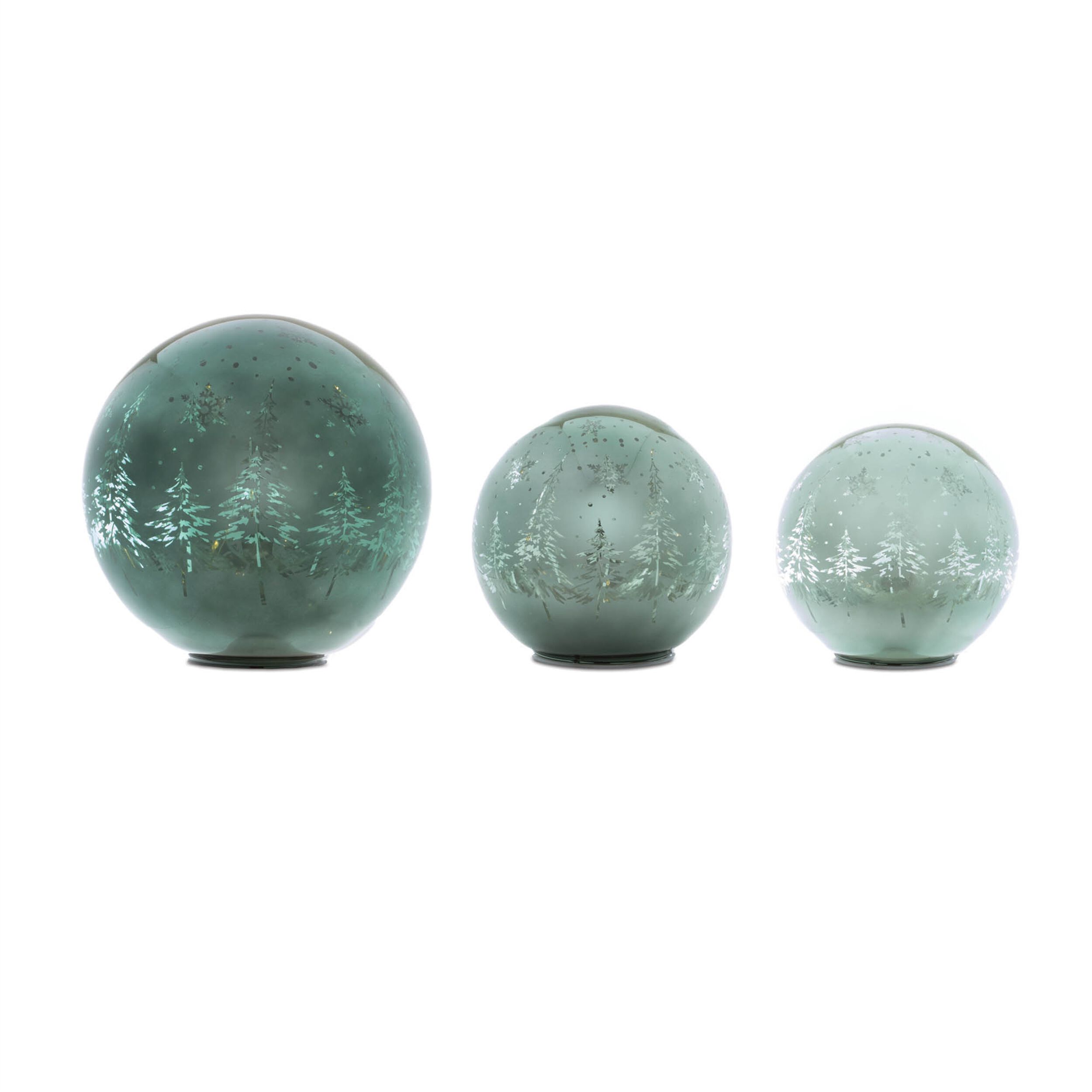 LED Pine Tree Globe (Set of 3), GREEN, hi-res image number 0