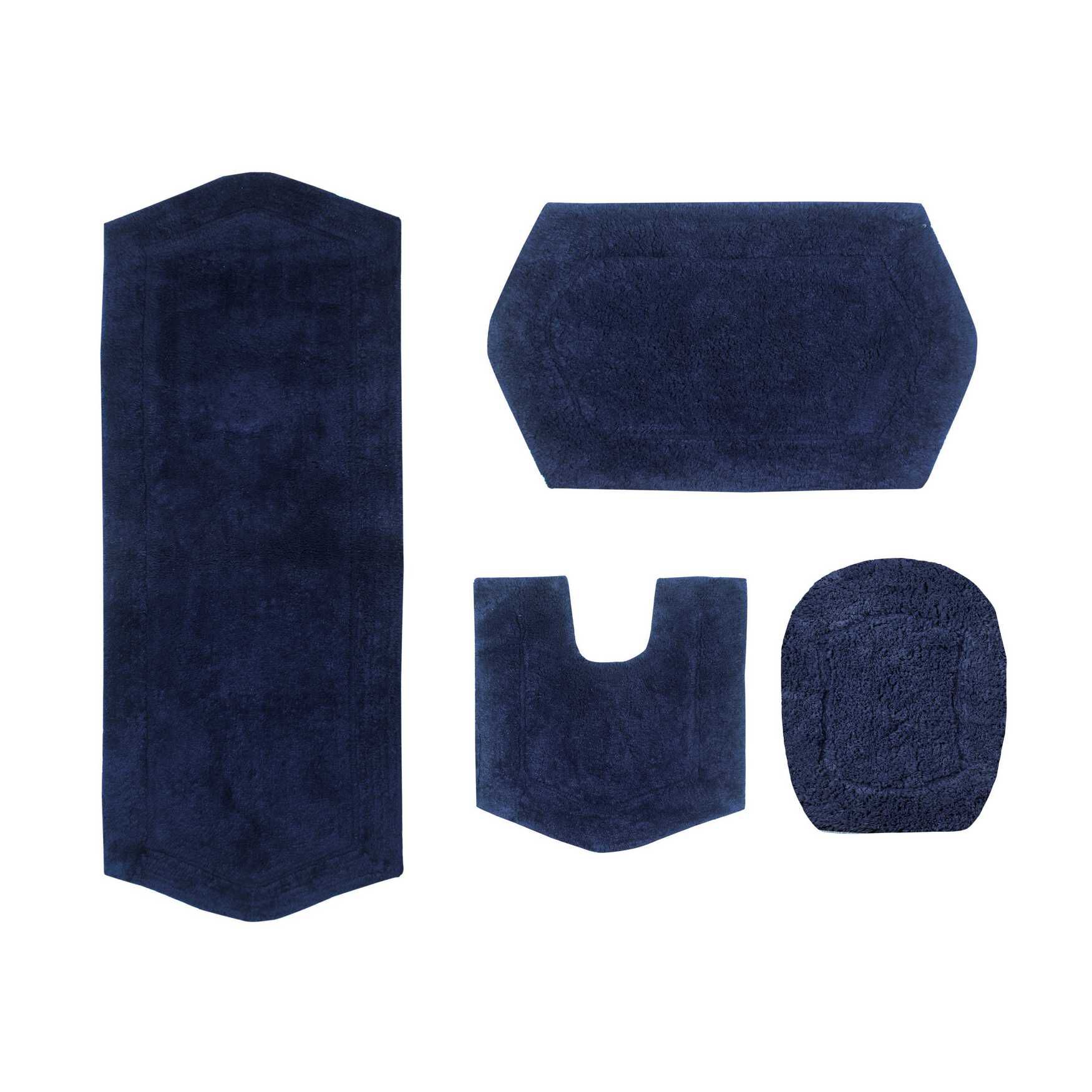 Waterford 4-Pc. Set Bath Rug Collection With Lid Cover, NAVY, hi-res image number 0