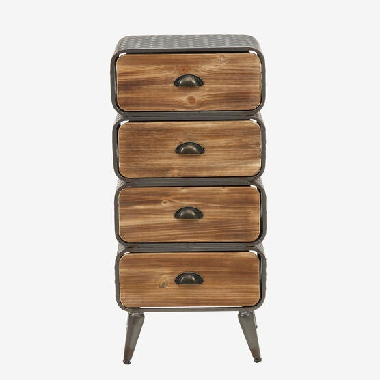 Urban Loft 4 Rounded Drawer Chest, NATURAL WOOD, hi-res image number null