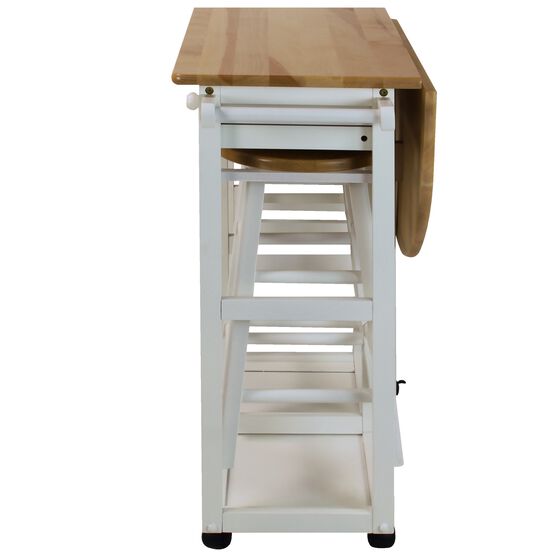 Breakfast Cart with Drop-Leaf Table-White, , on-hover image number null