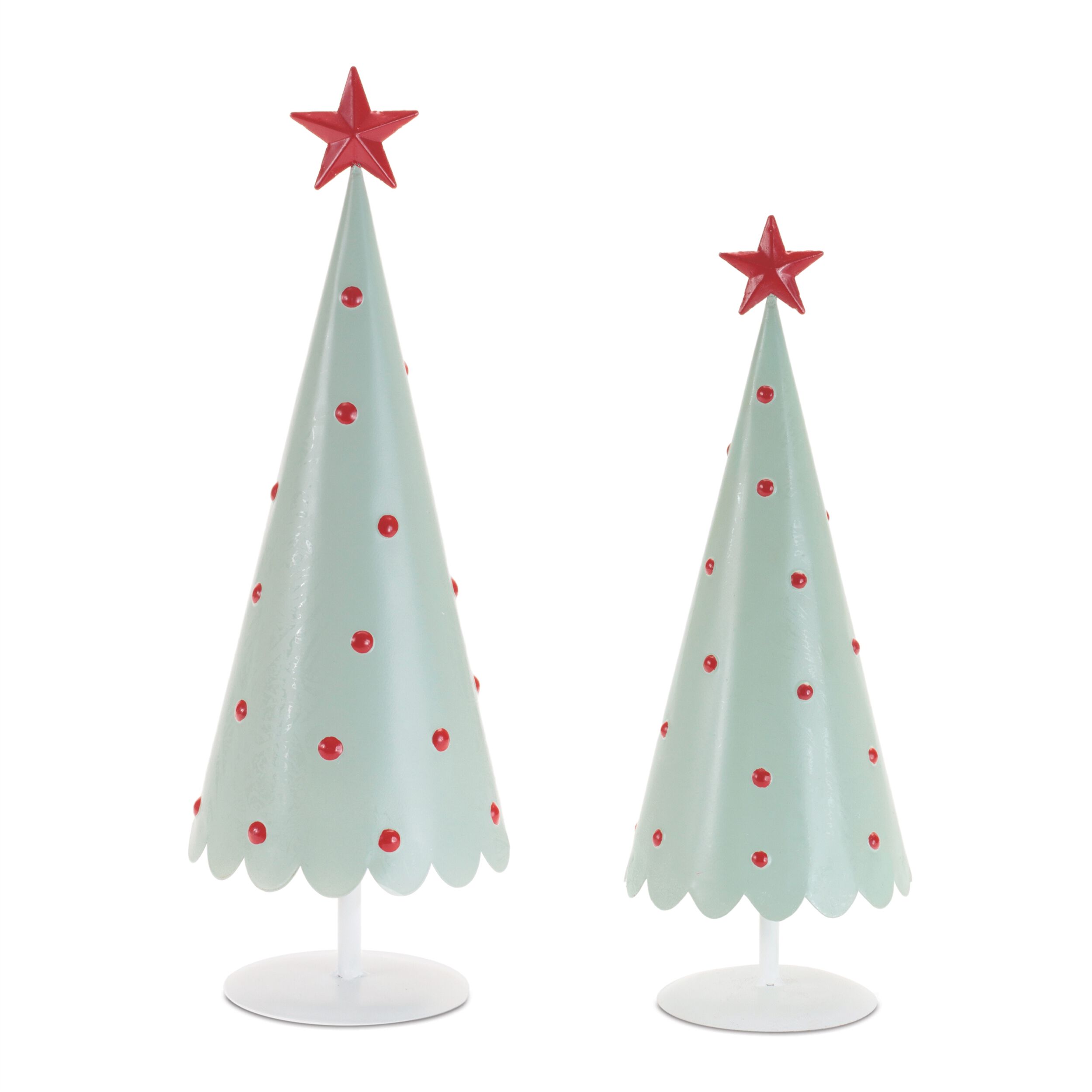 Metal Christmas Tree with Red Star (Set of 2), MINT RED, hi-res image number 0