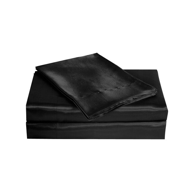 Belles & Whistles Black Satin Sheet Set, , on-hover image number 1