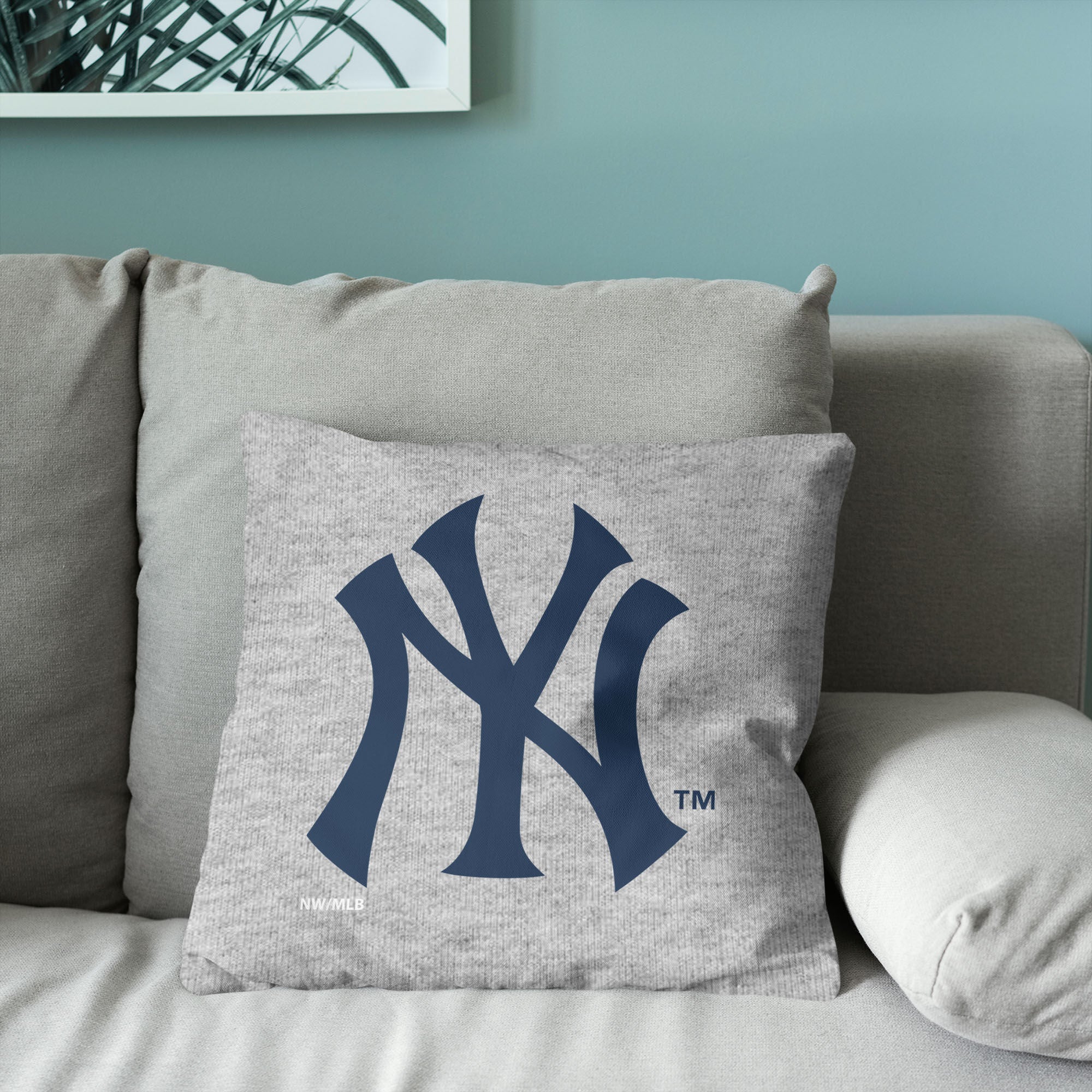New York Yankees MLB Primary Sweatshirt PIllow 16 Inches, GRAY, alternate image number 3