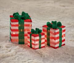 Pre-Lit Gift Boxes, Set of 3