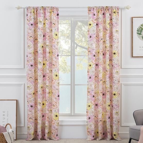 Misty Bloom Curtain Panel, PINK, hi-res image number null