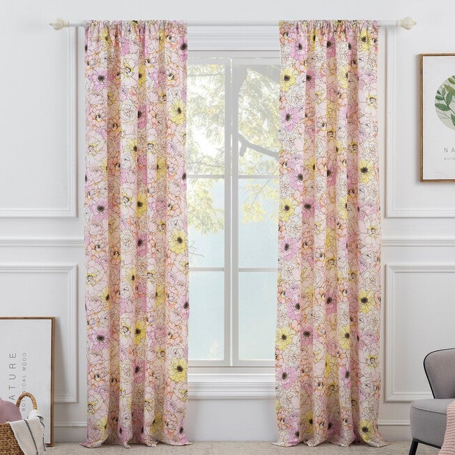Misty Bloom Curtain Panel, PINK, hi-res image number 0