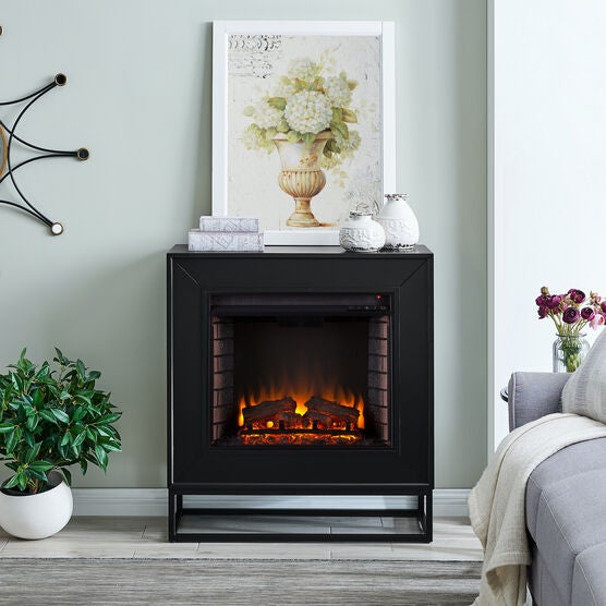 Frescan Contemporary Electric Fireplace, BLACK, hi-res image number null