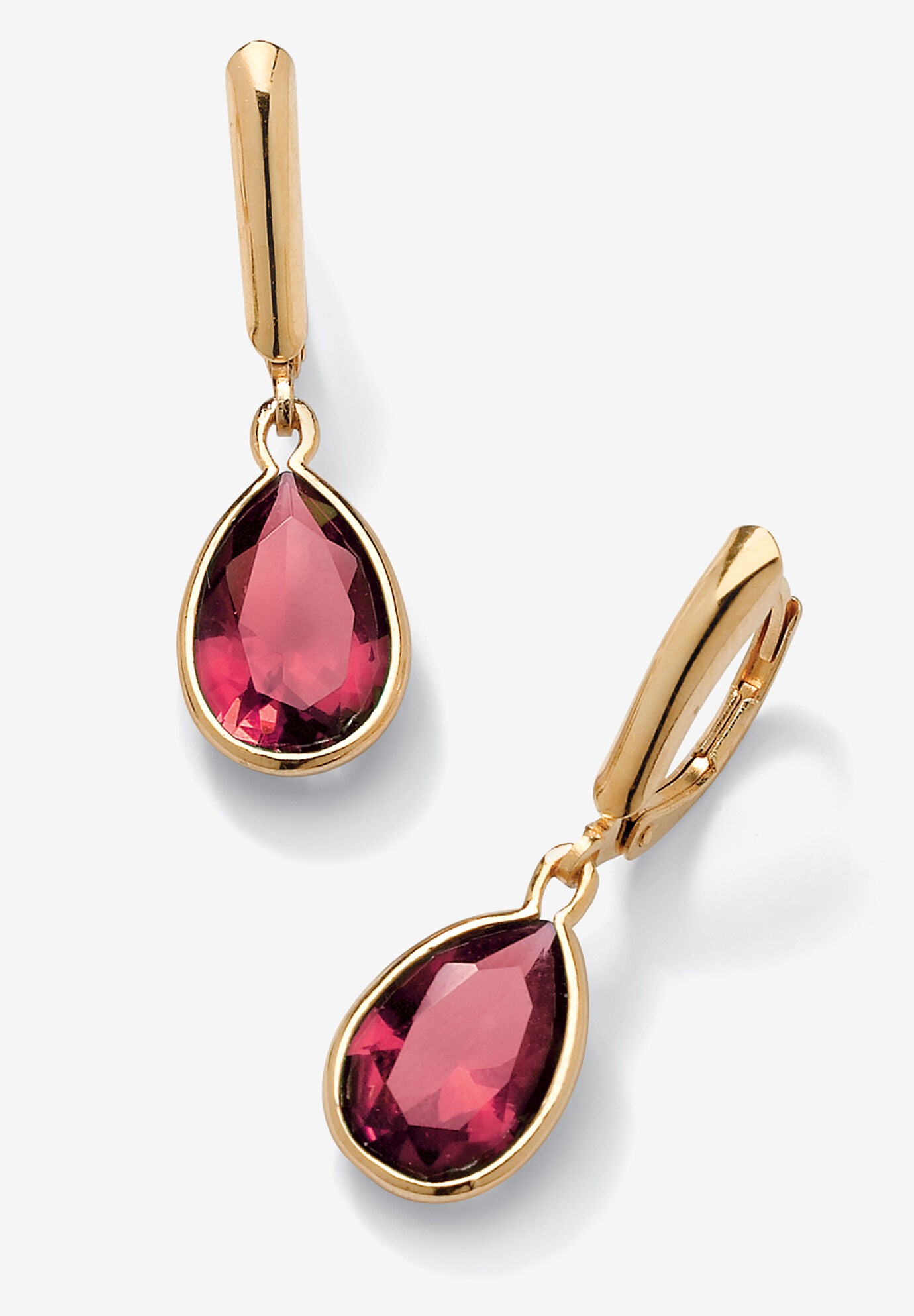 Gold over Sterling Silver Drop EarringsPear Cut Simulated Birthstones, JULY, hi-res image number 0