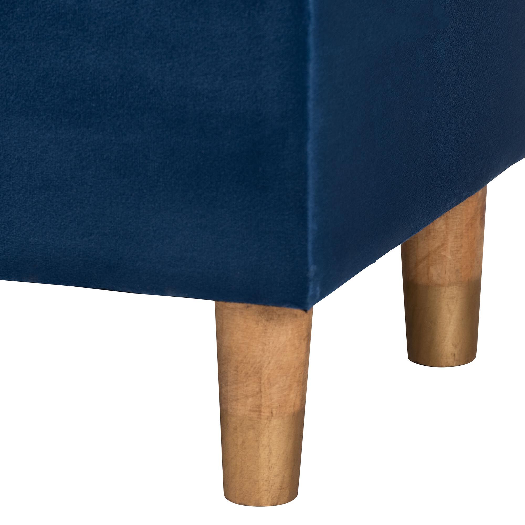 Elias Modern Navy Blue Velvet Fabric Storage Ottoman, NAVY, alternate image number 6