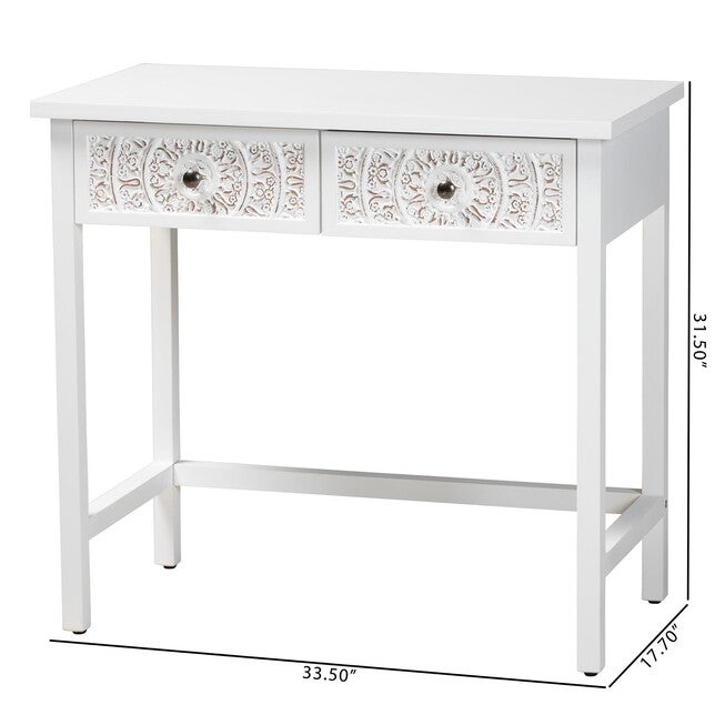 Yelena Classic And Traditional White Finished Wood 2-Drawer Console Table, , alternate image number null