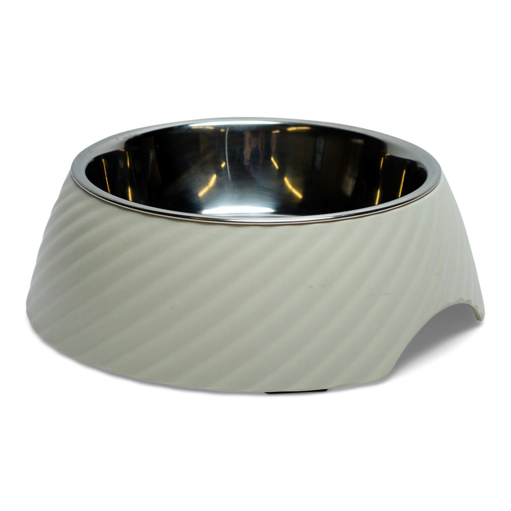 Twill Round Melamine Stainless Steel Dog Bowl, WHITE SWAN 12 OZ, hi-res image number 0