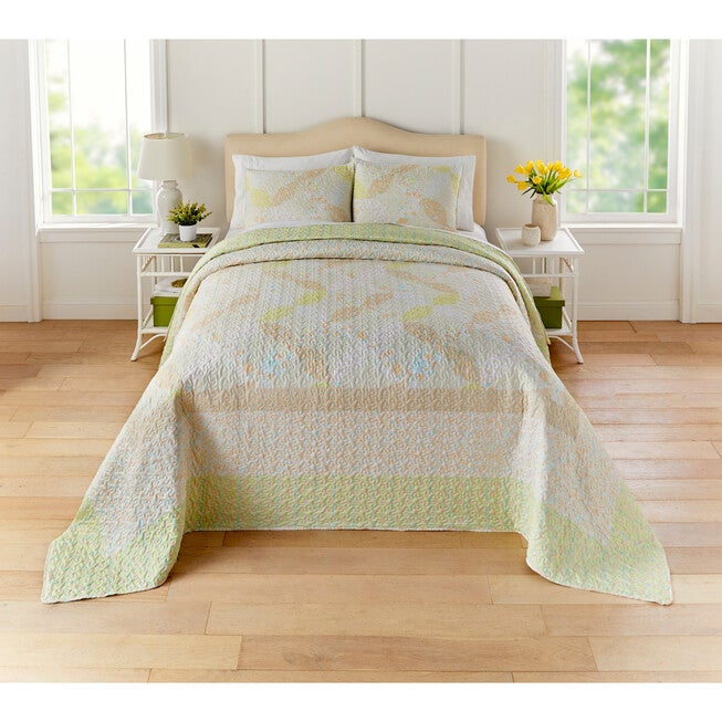 Marsha Cross Patchwork Bedspread, LEMON, hi-res image number 0