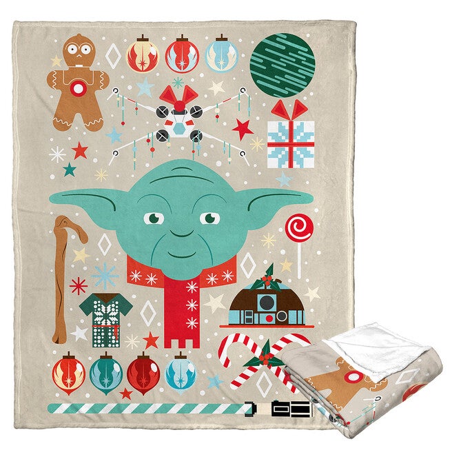 Star Wars Yoda Xmas Silk Touch Throw Blanket, O, hi-res image number 0