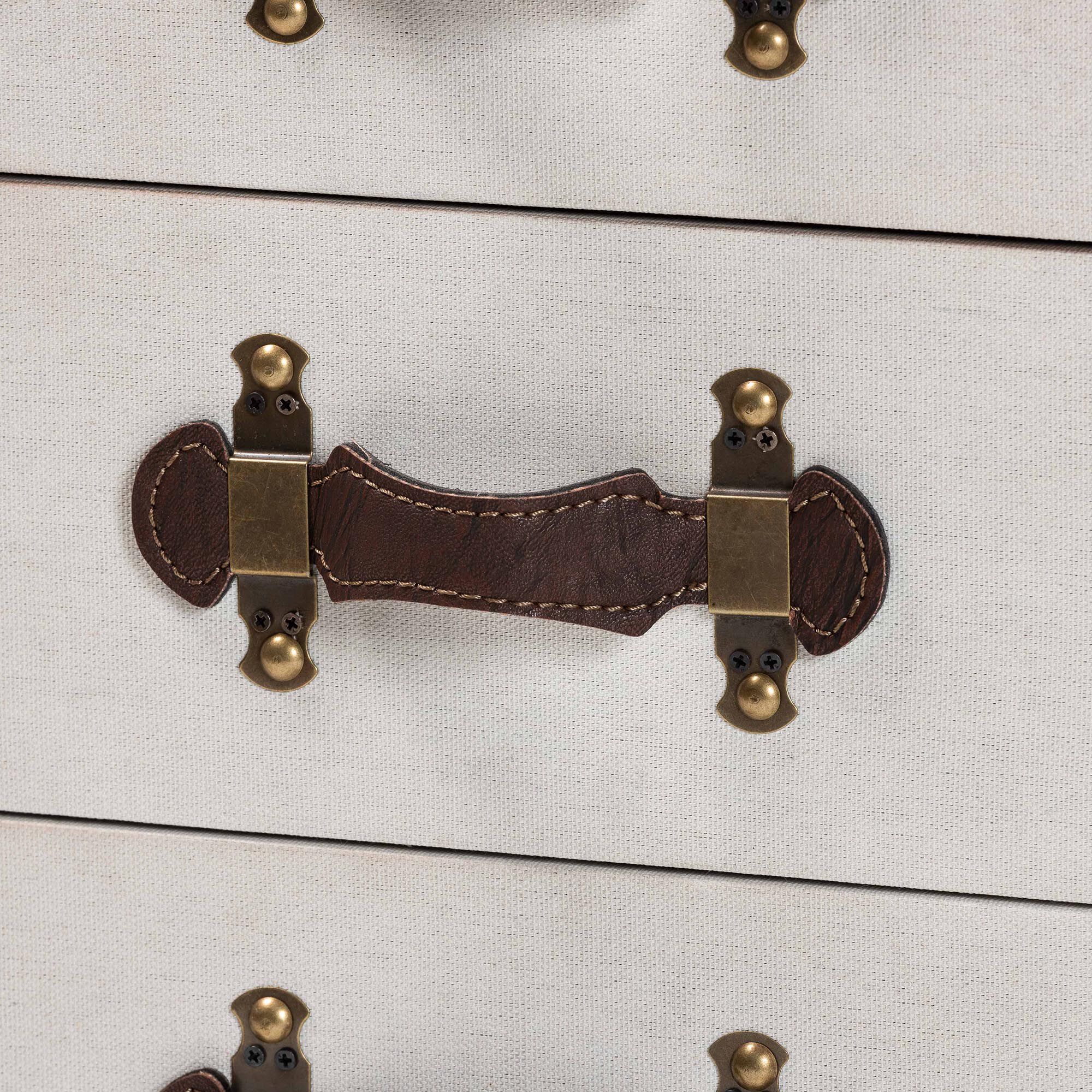 Jaelyn Vintage Black Canvas 4-Drawer End Table, BEIGE, alternate image number 6