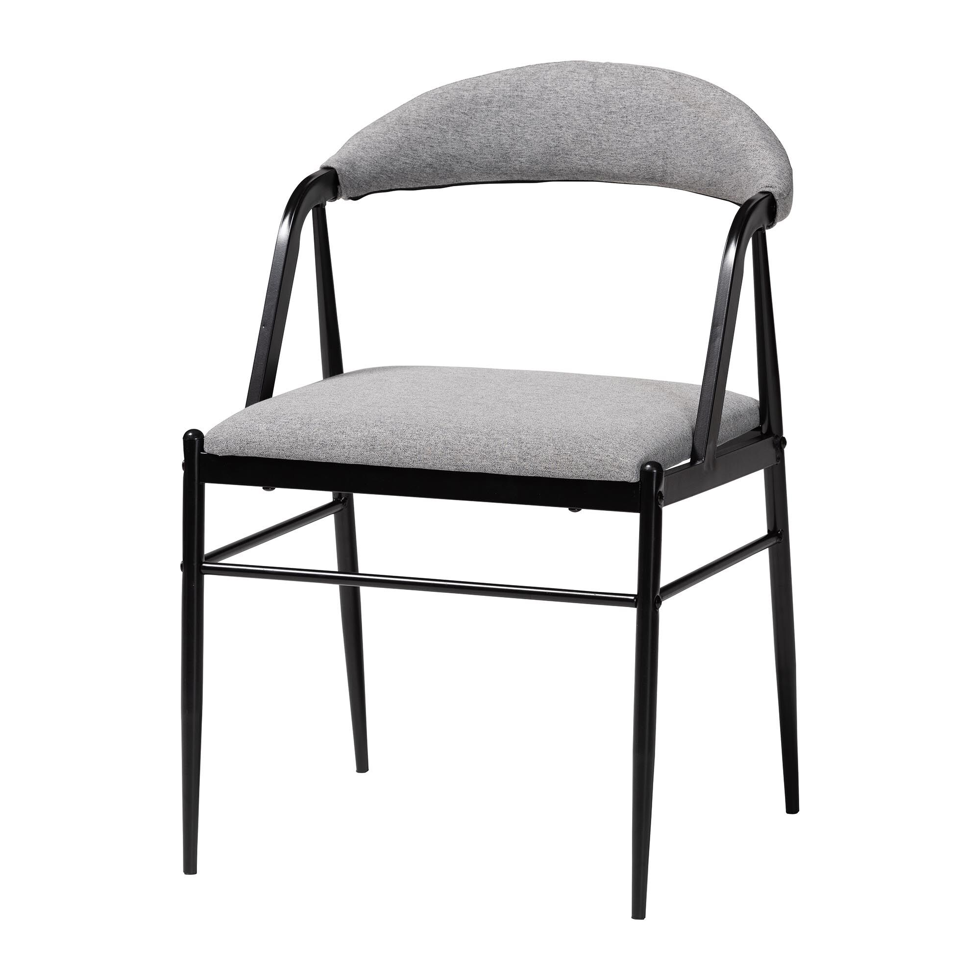 Orrin Modern Industrial Fabric and Metal Dining Chair, GREY, alternate image number 2
