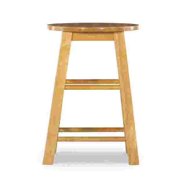 Wooden counter stool with round seat and four legs