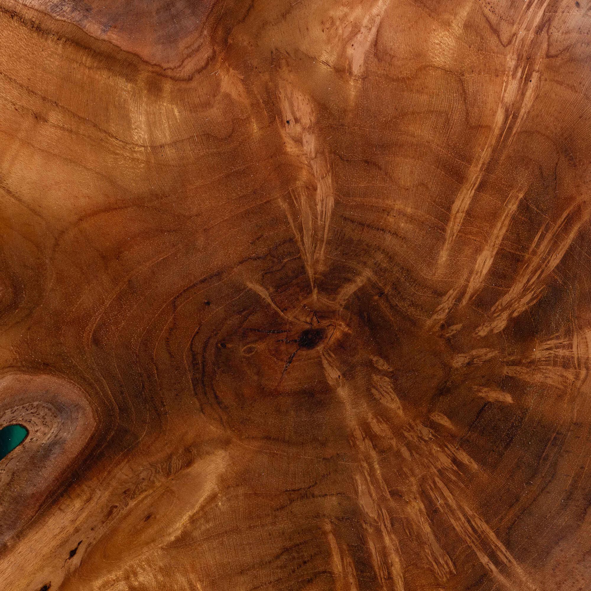 Anan Teak Wood Epoxy Resin End Table, Round, BROWN, alternate image number 6