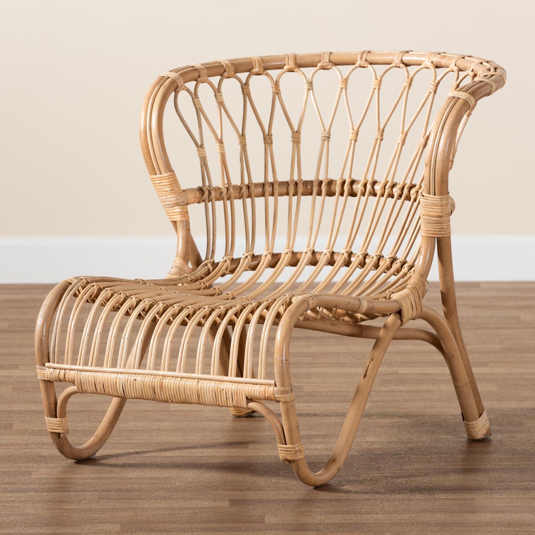 Alaya Modern Bohemian Natural Brown Rattan Accent Chair, , alternate image number 8