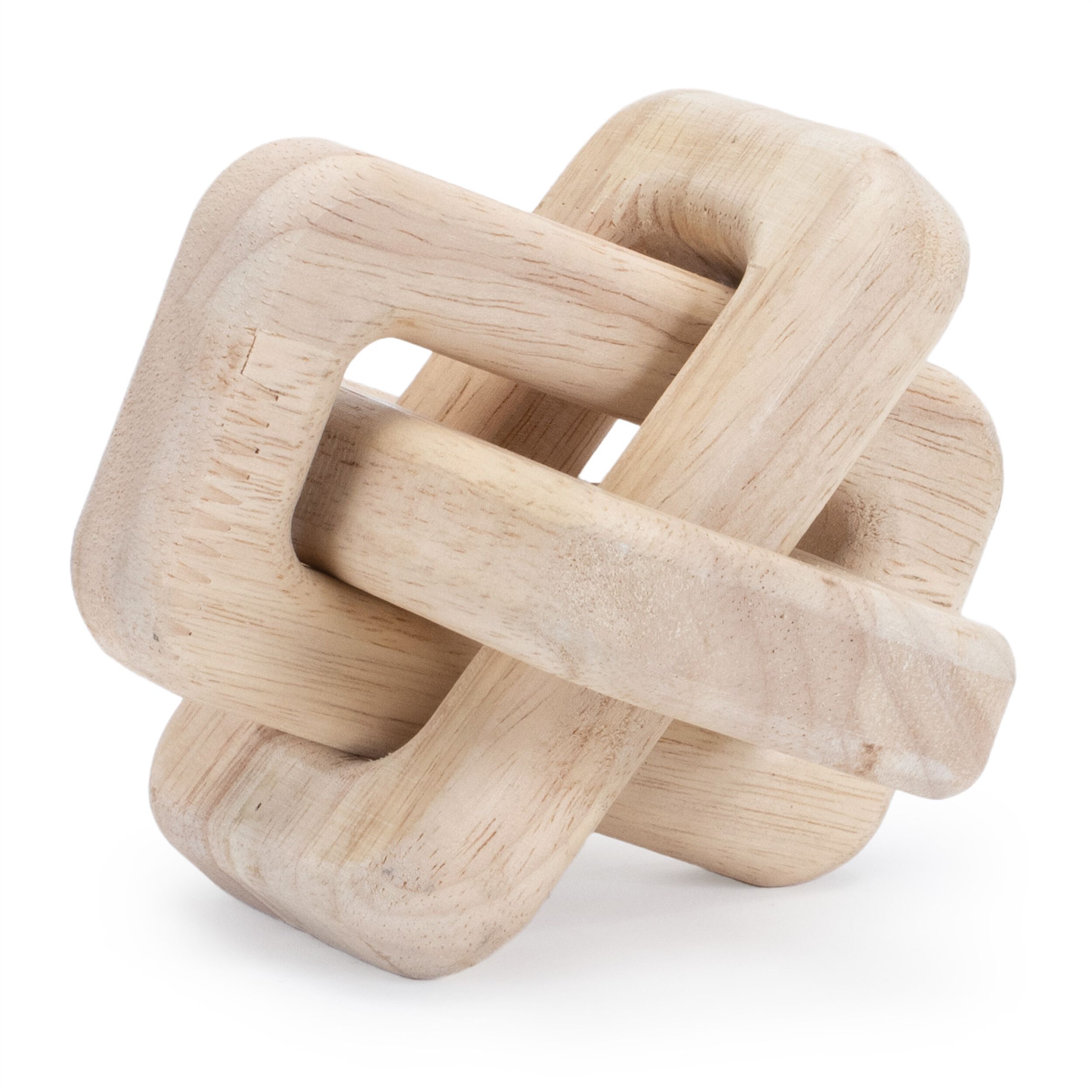Oak Wood Square Link Decor (Set of 3), BEIGE, hi-res image number 0