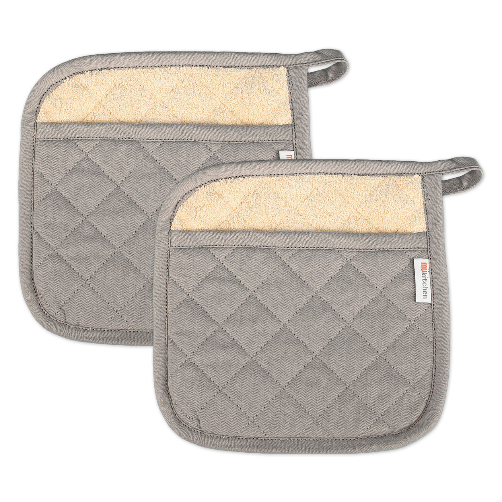 Solid Twill Potholder, Set 2, NICKEL GRAY, hi-res image number 0