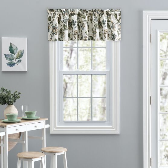 Madison Floral- Multi Colored Jacobean Floral- Tailored Valance, BLUE, hi-res image number null