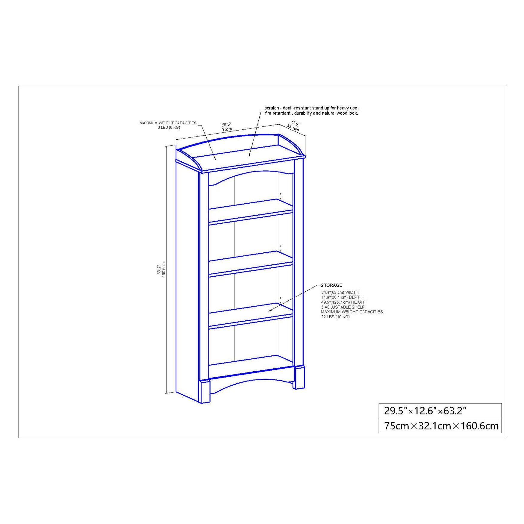 Hawksbury 4-Shelf Bookcase Bookcase, , alternate image number 11