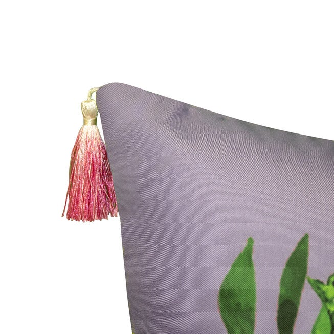 Edie @ Home Indoor/Outdoor Rose Print With Embroidery And Ombre Tassels Decorative Throw Pillow 14X26, Lavender, , alternate image number 4