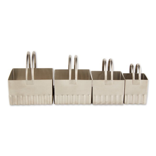 Rippled Stainless Steel Biscuit Cutters, Set 4, GRAY, hi-res image number 0