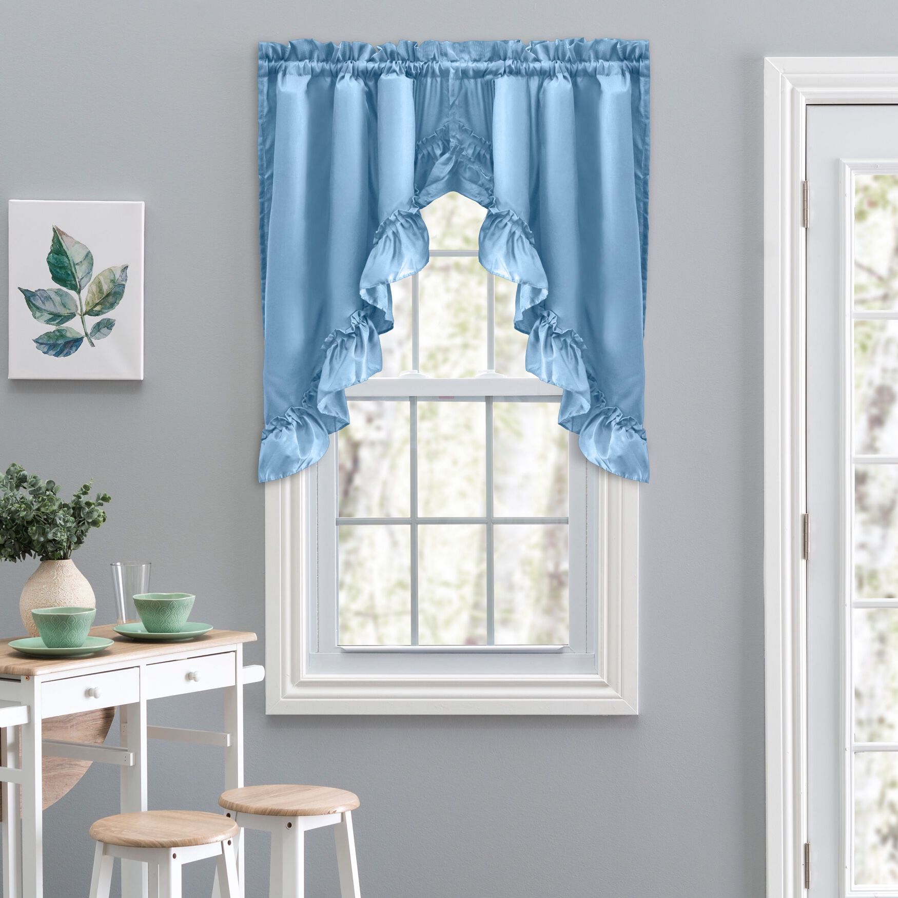 Stacey Curtain Ruffled Swag, SLATE, hi-res image number 0
