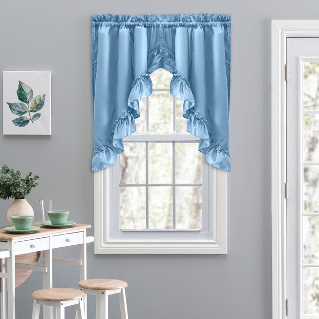 Stacey Curtain Ruffled Swag, SLATE, hi-res image number 0
