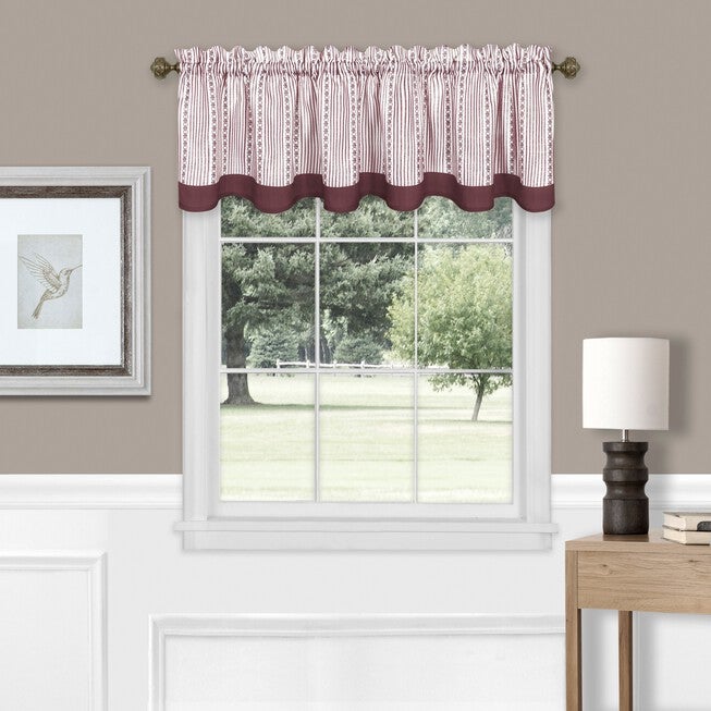 Westport Window Curtain Tier Pair and Valance Set, BURGUNDY, hi-res image number null