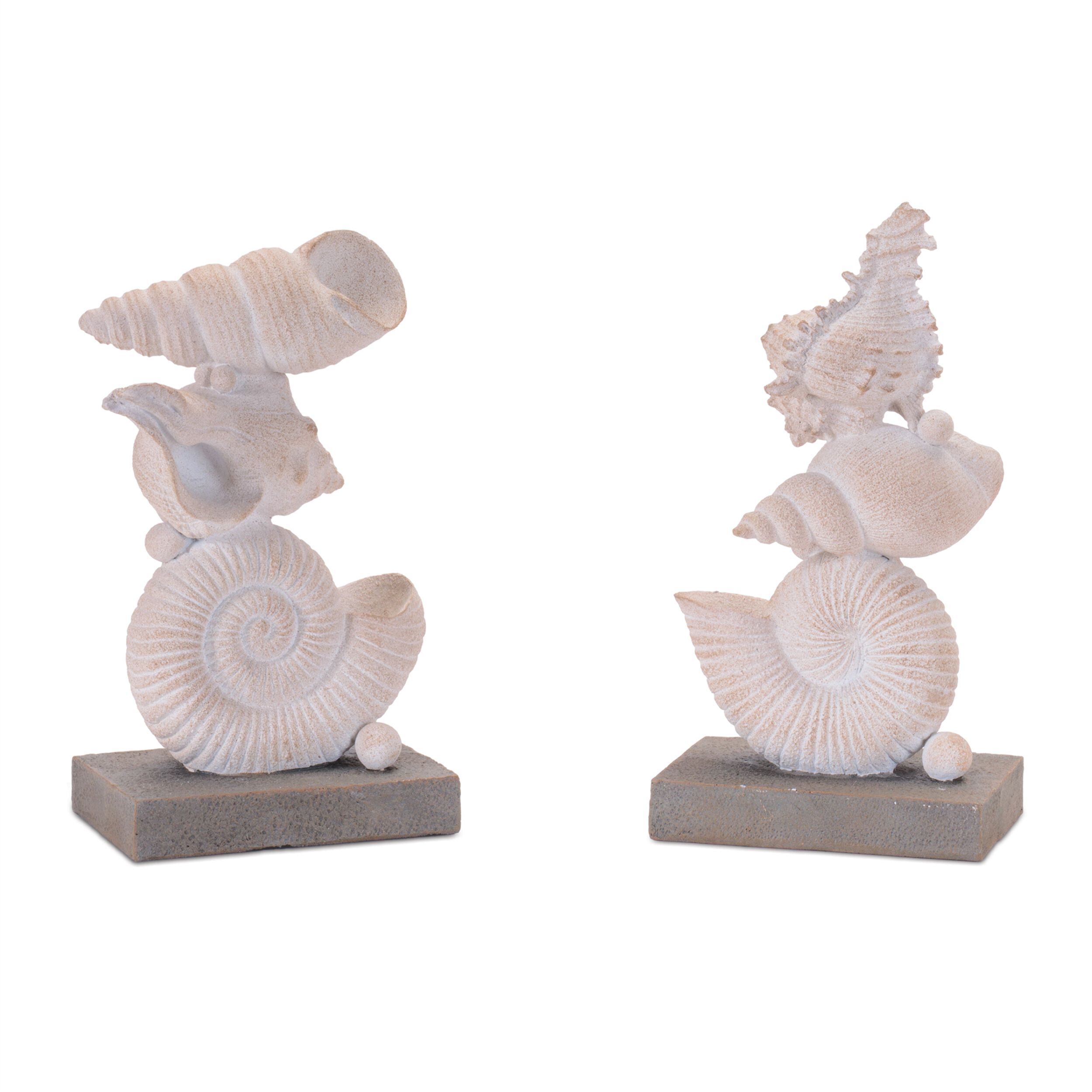 Shell Stack Figurines Set of 2, BROWN GRAY, hi-res image number 0