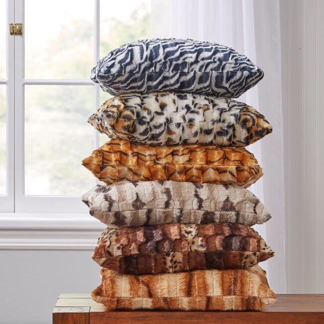 Animal Print Faux Fur Pillow Covers, , alternate image number null