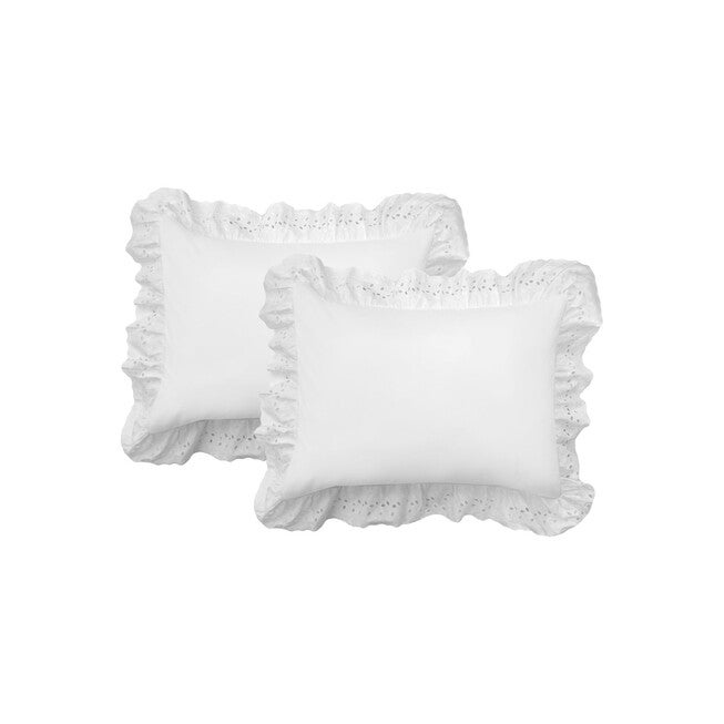 Fresh Idea Ruffled Eyelet 2-Pack Pillow Shams, WHITE, hi-res image number 0