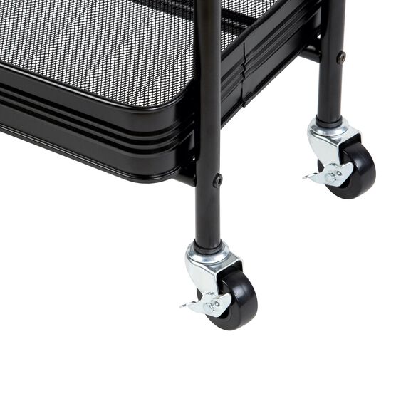 3 Tier Rolling Metal Cart with Wheels, Black, , alternate image number null