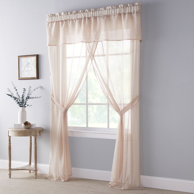 BH Studio Crushed Voile 5-Pc. One-Rod Set, ECRU, hi-res image number 0