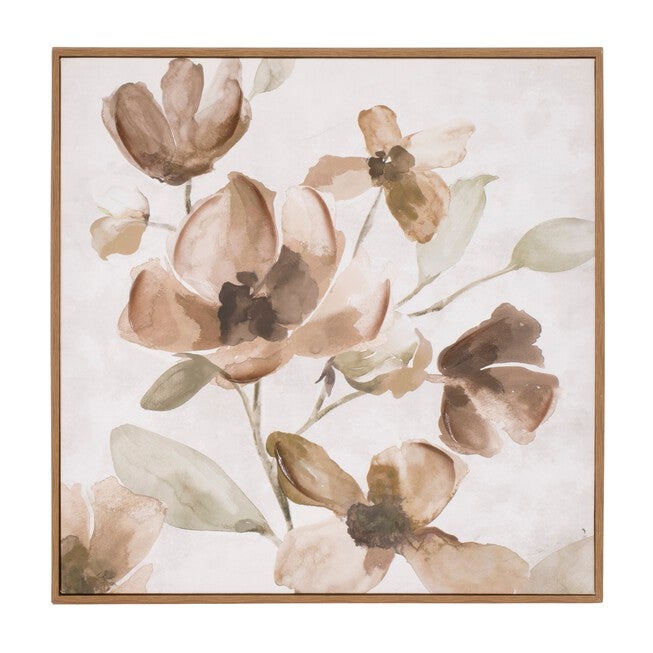 Wood Floral Block Plaque (Set of 2), WHITE BROWN, alternate image number 2