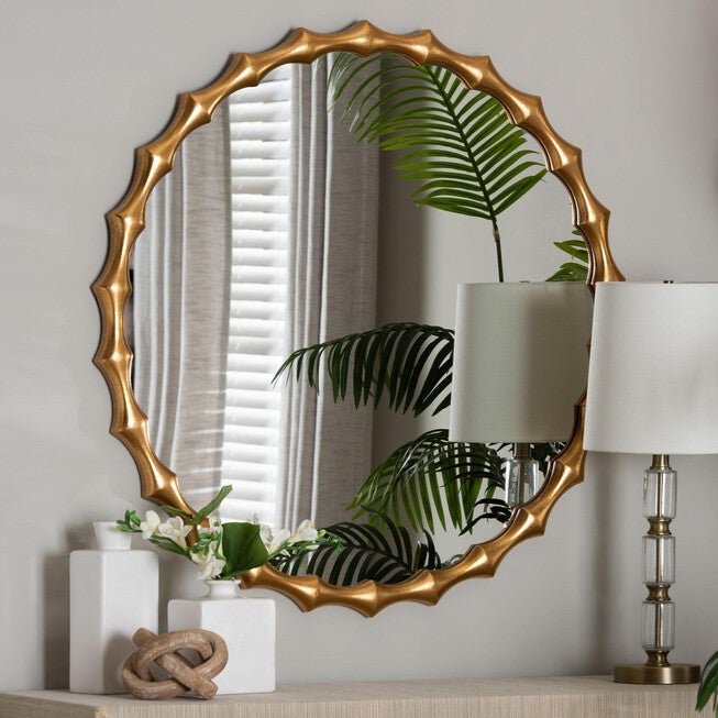 Everette Antique Goldleaf Bamboo-Border Accent Wall Mirror, ANTIQUE, hi-res image number null