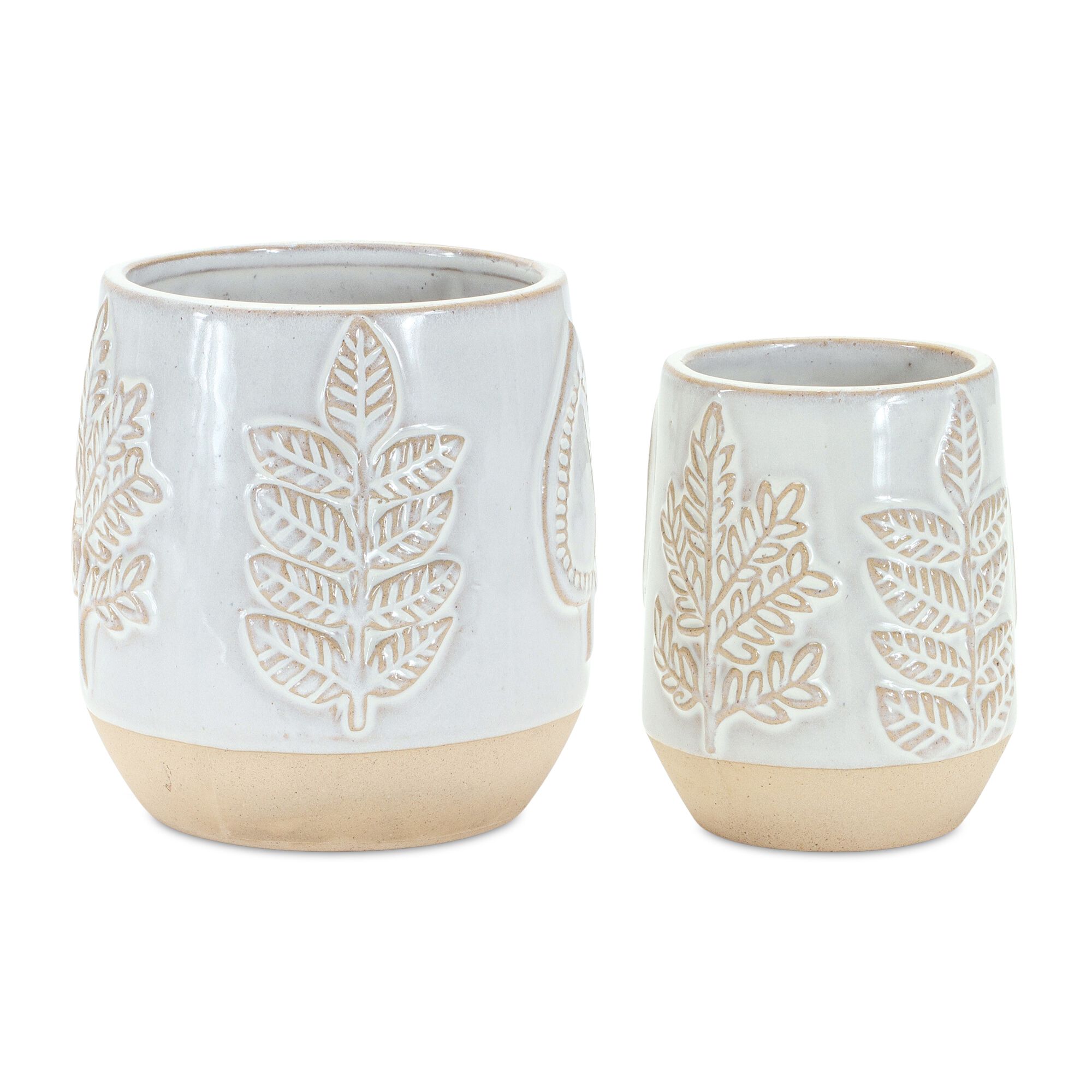 Container (Set of 2) 4.75 inchesD x 4.25 inchesH, 5.5 inchesD x 5 inchesH Porcelain, BEIGE/GREY, hi-res image number 0