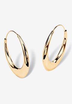 Yellow Gold over Sterling Silver Puffed Hoop Earrings (47mm)