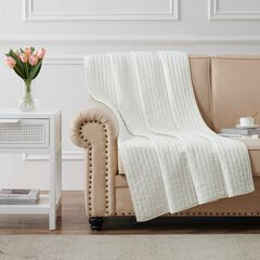 Monterrey Solid Textured Quilted Throw Blanket, Coral