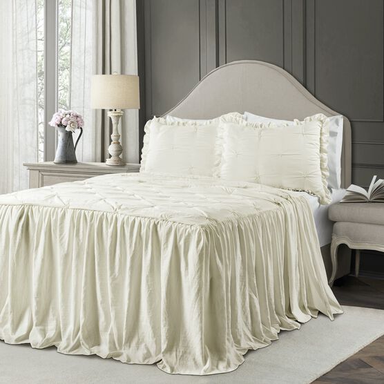 Ravello Pintuck Ruffle Skirt Bedspread 3 Pc Set, UNKNOWN, hi-res image number null
