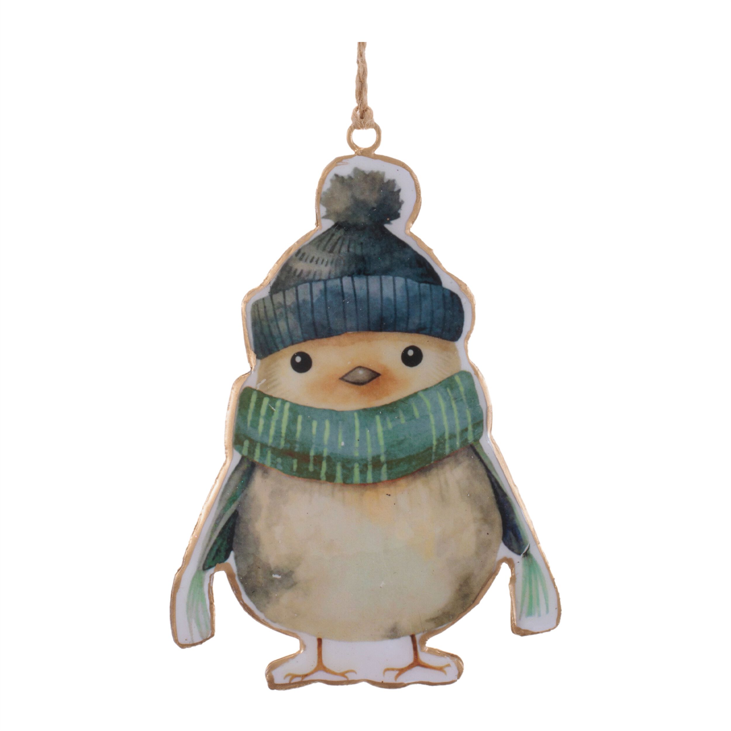 Iron Winter Owl and Bird Ornament  (Set of 6), BROWN BLUE ORANGE, alternate image number 4