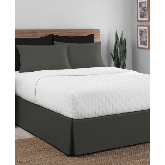 Luxury Hotel Classic Tailored 14 inches Drop Grey Bed Skirt, GREY, hi-res image number 0