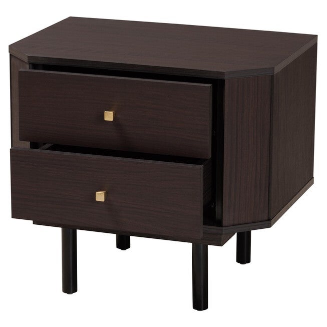 Norwood Modern Transitional Two-Tone Black And Espresso Brown Finished Wood 2-Drawer End Table, , on-hover image number null