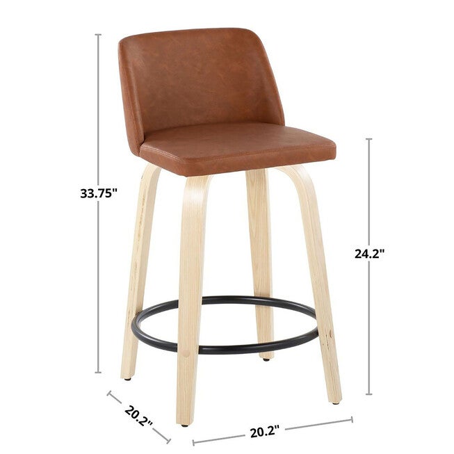 Toriano 24 inches Mid-Century Counter Stool - Set Of 2, , alternate image number 6