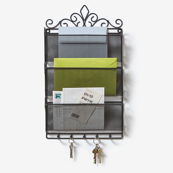 Scroll Letter & Key Organizer, BLACK, hi-res image number null
